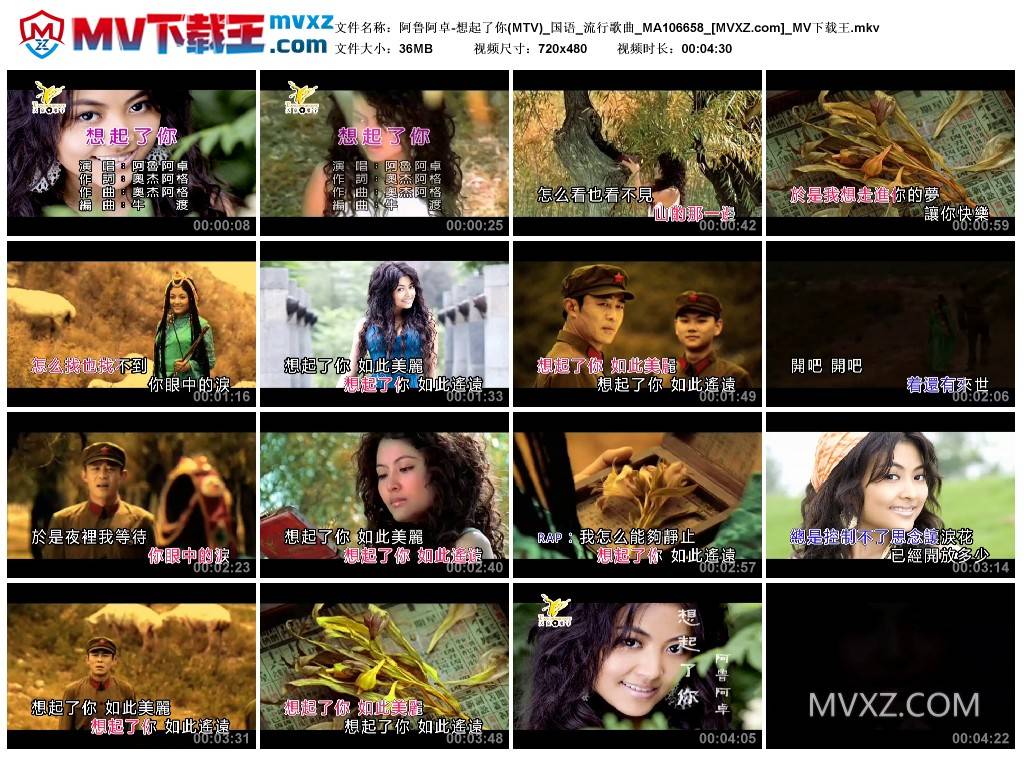 阿鲁阿卓-想起了你(MTV)_国语_流行歌曲_MA106658